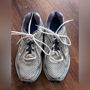 Kids White and Blue Athletic Shoes